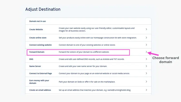 Destination settings in the customer account Destination settings in the customer account