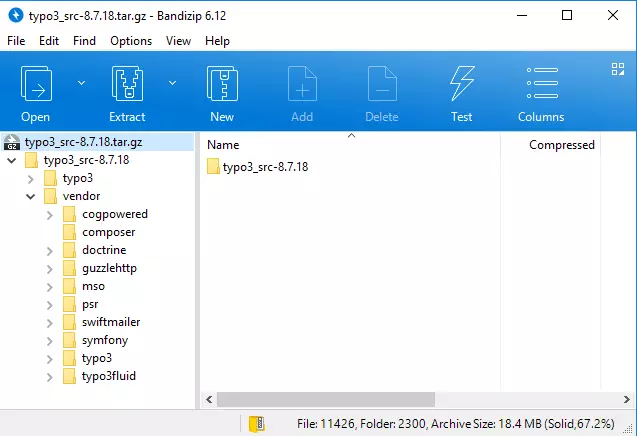 Image: TYPO3 source files in the .tar-Archiv