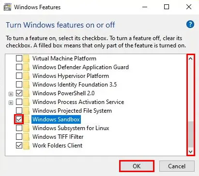 Windows Features: Activating Windows Sandbox Windows Features: Activating Windows Sandbox