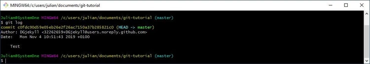 Git Tutorial: Commit history with one entry Git Tutorial: Commit history with one entry
