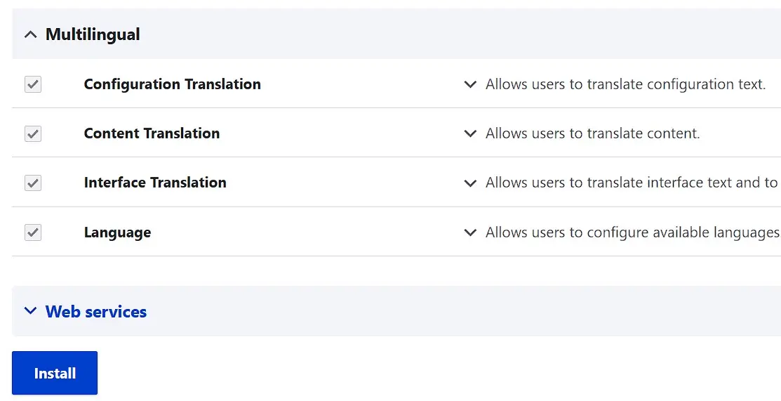 Drupal language menu Image: Drupal language menu