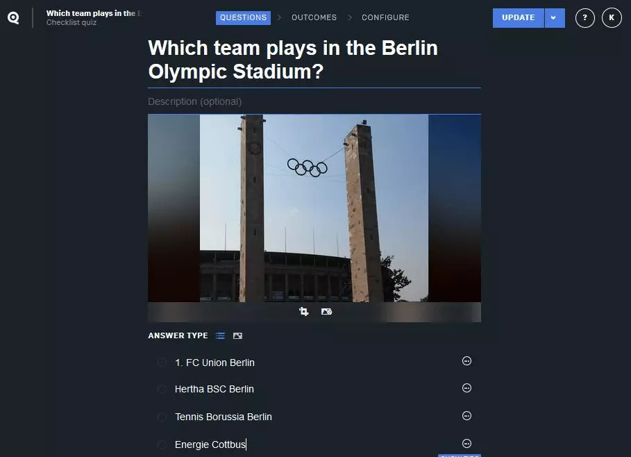 Image: Screenshot of a quiz created with Qzzr