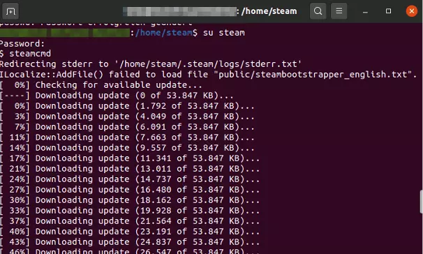Image: Installation of SteamCMD in Ubuntu Linux