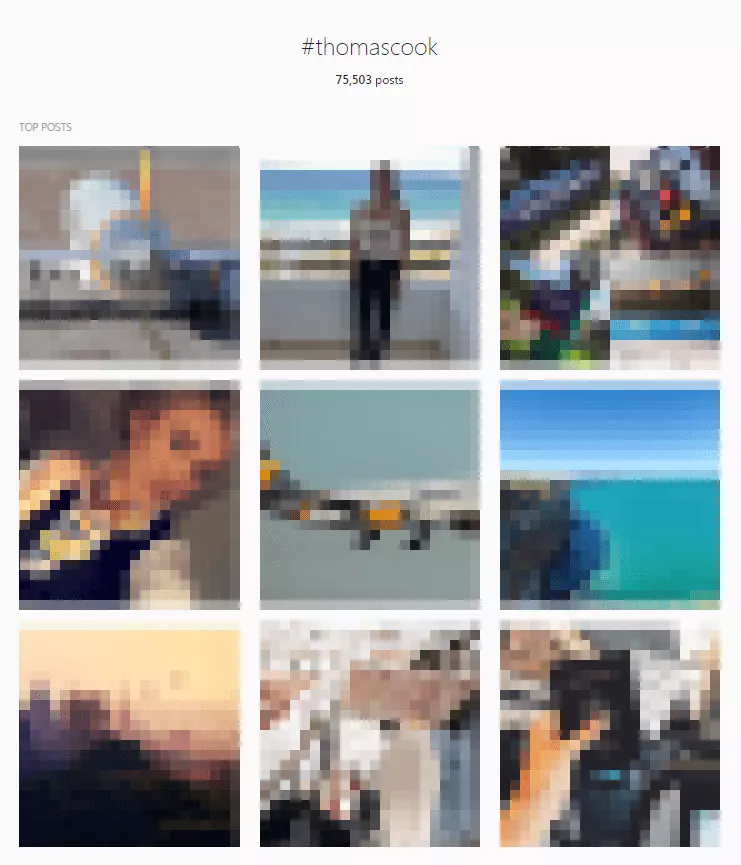 Image: Results on the #thomascook tag on the Instagram web view