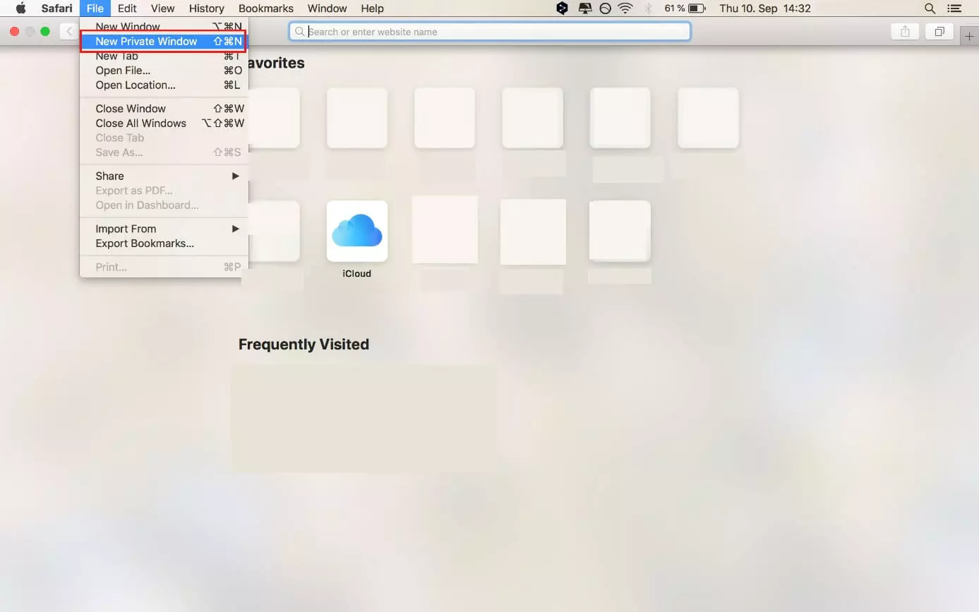 Image: Enable private mode in Apple Safari