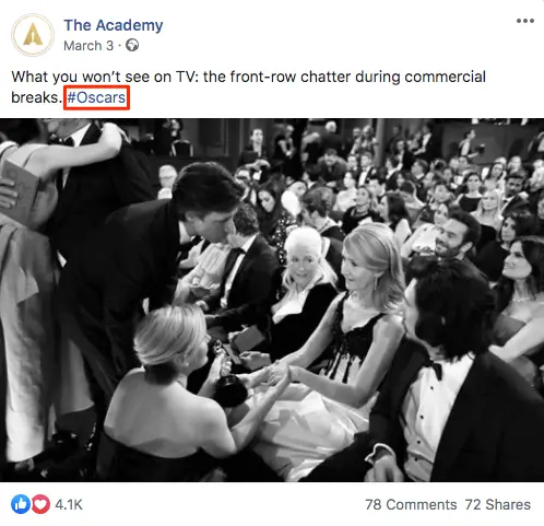 Event hashtag #Oscars on Facebook Event hashtag #Oscars on Facebook
