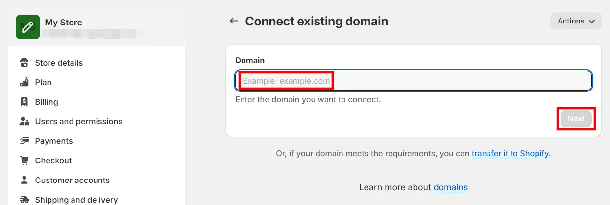 Shopify: Connect existing domain Shopify: Connect existing domain