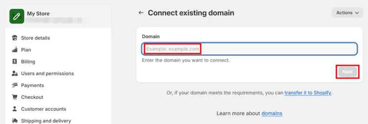 Shopify: Connect existing domain Shopify: Connect existing domain