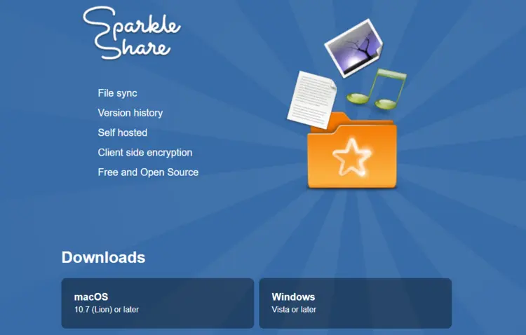 SparkleShare website SparkleShare website