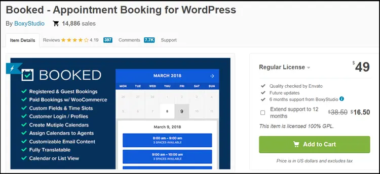 The Booked plugin website The Booked plugin website