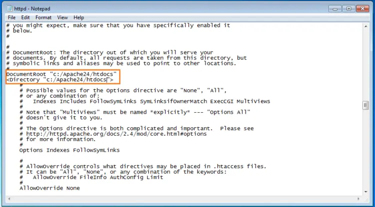 The configuration file httpd.conf The configuration file httpd.conf