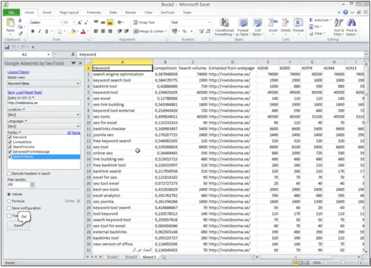 Keyword analyses with SeoTools for Excel Keyword analyses with SeoTools for Excel