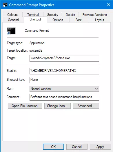 Image: Defining the keyboard shortcut for Command Prompt