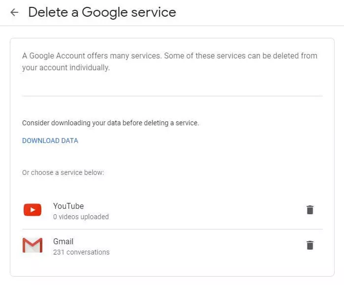 Image: Google Account lets you download your data before you delete Gmail