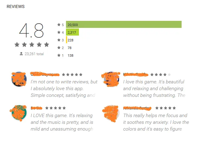 screenshot of an app reviews in the Google Play Store screenshot of an app reviews in the Google Play Store