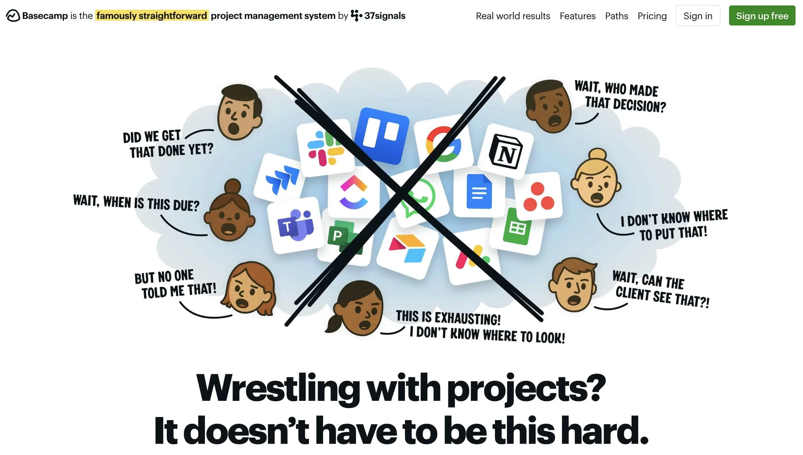 Image: Screenshot of Basecamp website
