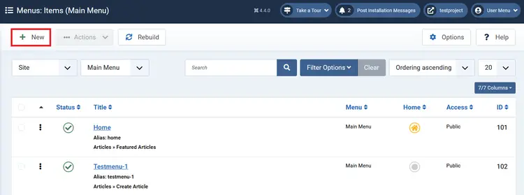 In the Joomla backend, you can create menu items in just a few clicks. In the Joomla backend, you can create menu items in just a few clicks.