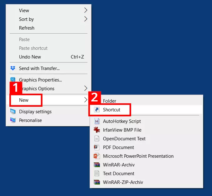 Image: Creating a context menu shortcut