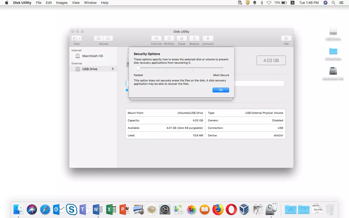 Image: Disk Utility (macOS) – Security options