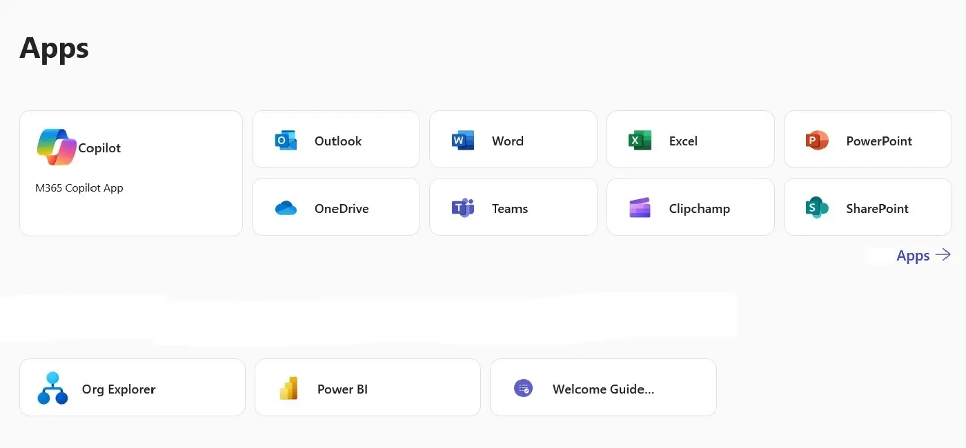 Image: Quick Access to Microsoft 365 Apps