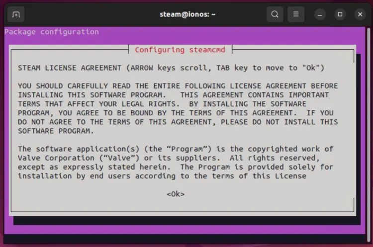 Steam license agreements under Ubuntu 22.04 Steam license agreements under Ubuntu 22.04