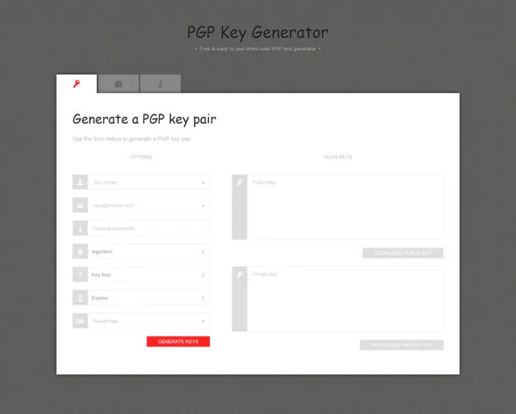 Web tool for PGP encryption generator Web tool for PGP encryption generator