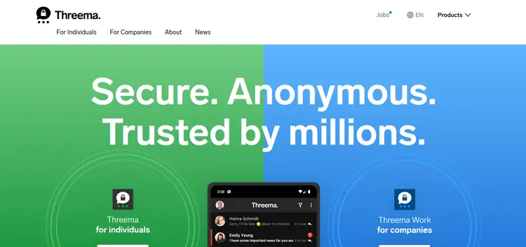 Screenshot of the Threema website Screenshot of the Threema website