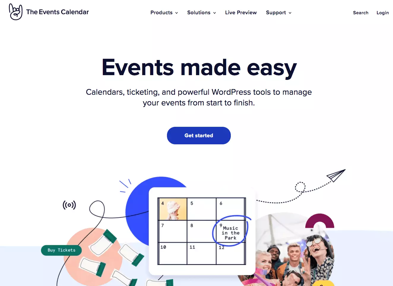 Image: Screenshot of The Events Calendar website