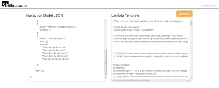 Skillinator.io: creating a Lambda template based on the interaction model Skillinator.io: creating a Lambda template based on the interaction model