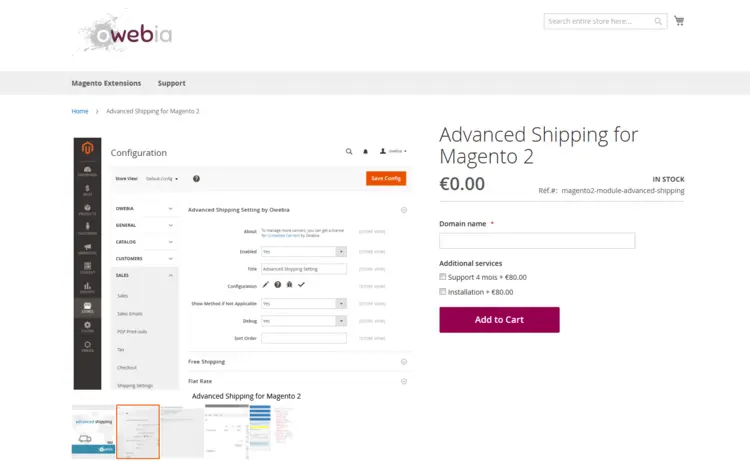 Screenshot of the Magento extension Advanced Shipping website. Screenshot of the Magento extension Advanced Shipping website.