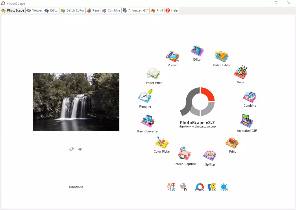 Image: Start screen for the free Photoscape tool