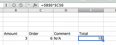 Image: Excel formula with the $ sign (for absolute cell references)