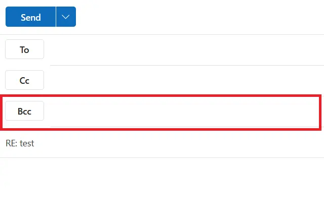 Outlook on the web: User interface with the activated Bcc field Image: Outlook on the web: User interface with the activated Bcc field