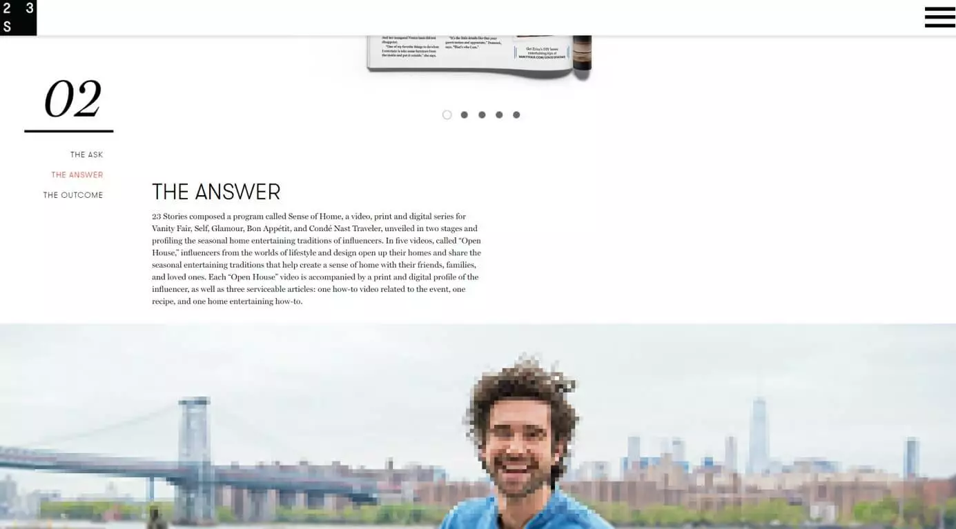 Image: Screenshot of an advertorial description on 23 Stories website