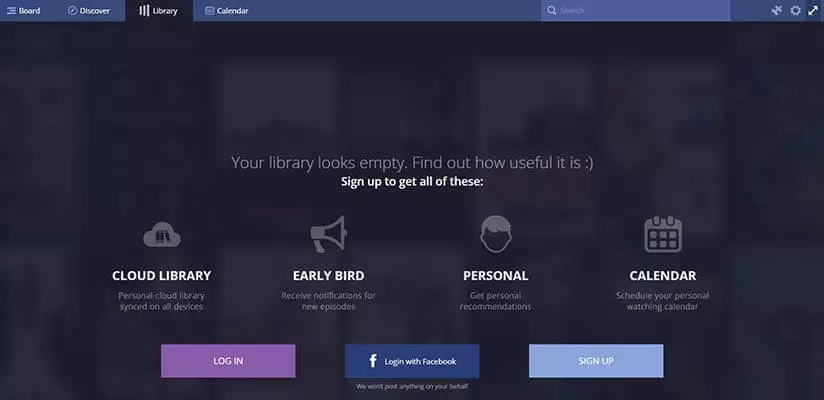 Stremio: Media library homepage