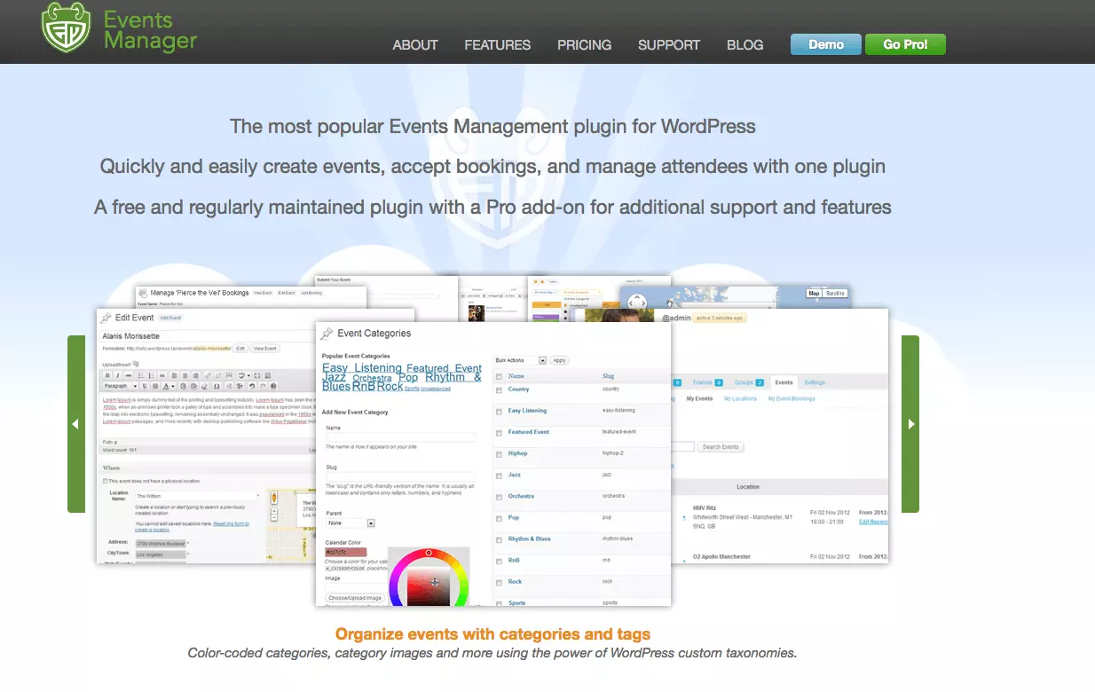 Image: Screenshot of Events Manager