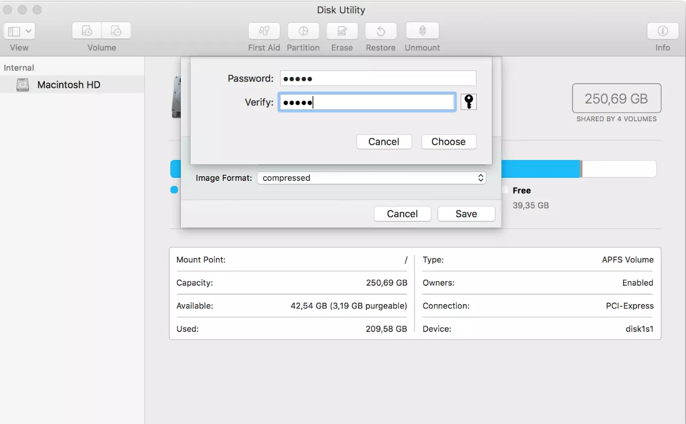 Image: The macOS hard drive service program: Password entry