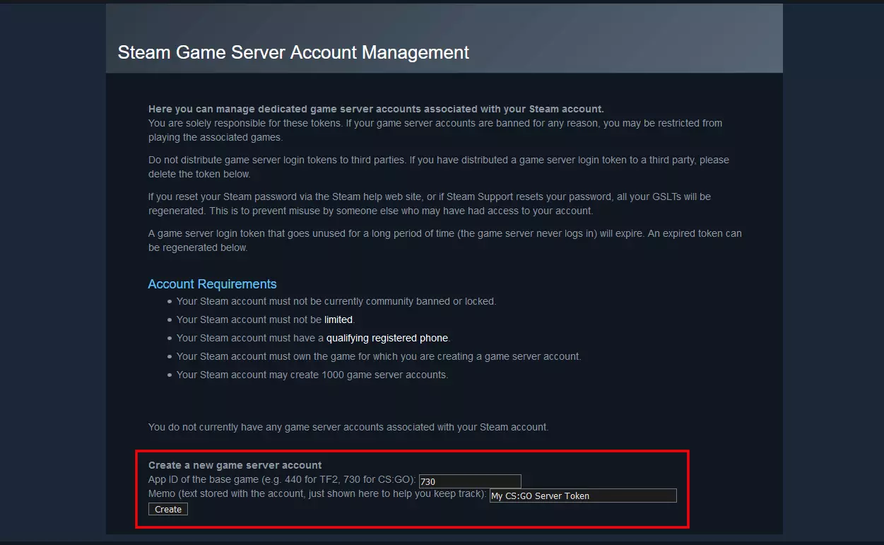 Image: steam game server account management
