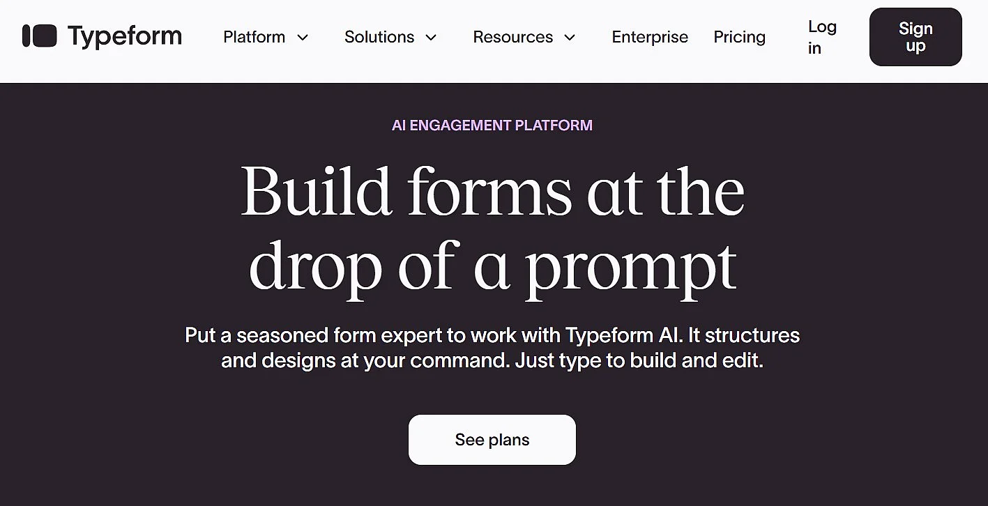 Image: Typeform website