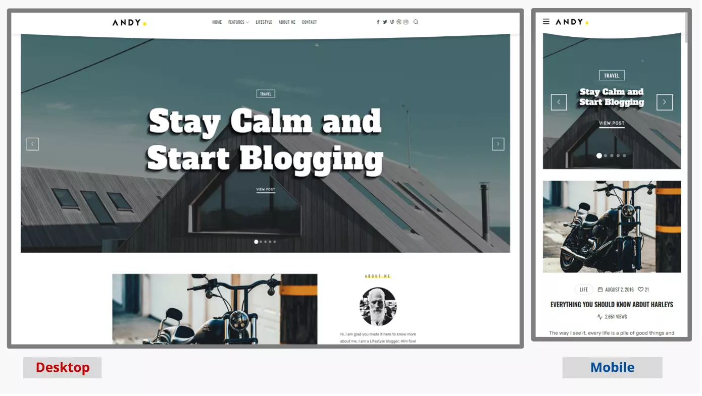 Image: Screenshot of the WordPress blog template TheBlogger