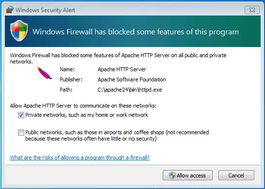 Windows security notice: Firewall blocks program functions Windows security notice: Firewall blocks program functions