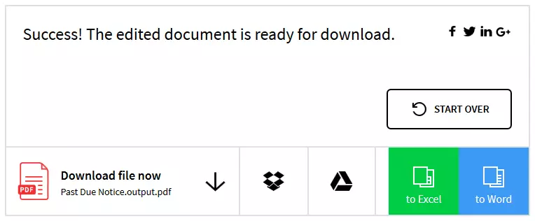 Image: Downloading and converting the edited PDF document