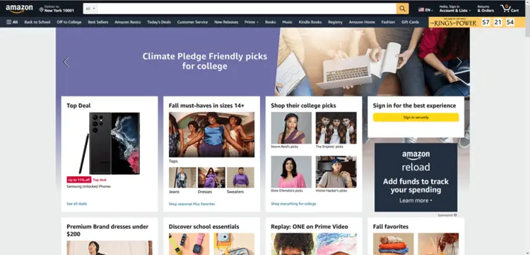 Amazon’s homepage Amazon’s homepage
