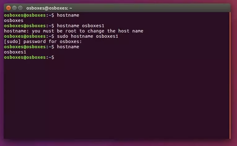 Image: Displaying and changing the host name with Linux
