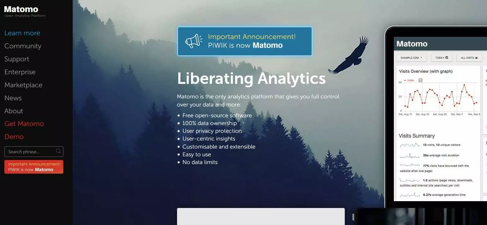 Image: matomo.org website