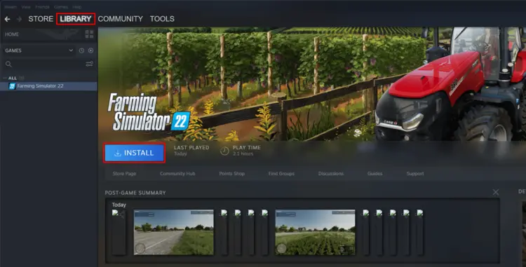 Installation of Farming Simulator 22 via Steam Installation of Farming Simulator 22 via Steam