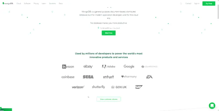 Chat function on the MongoDB website Chat function on the MongoDB website