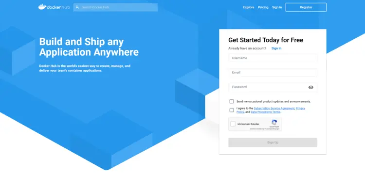 The Docker hub: Registration The Docker hub: Registration