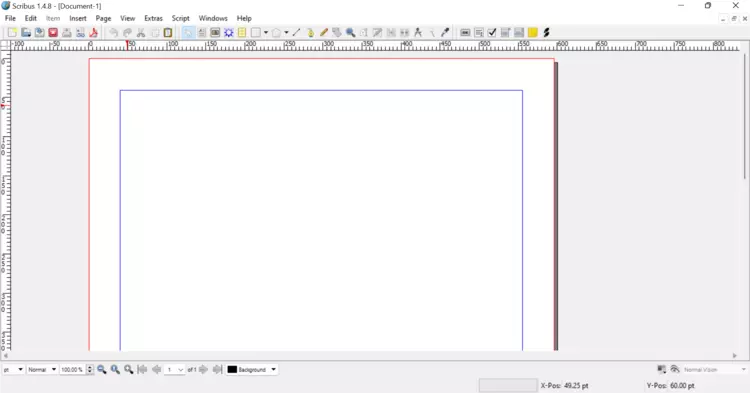 Screenshot of blank document in Scribus Screenshot of blank document in Scribus