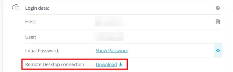 IONOS Control Panel: Page for Login data IONOS Control Panel: Page for Login data